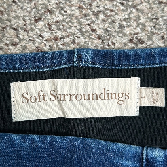 Soft surroundings flare leg slits hem pull on jeans size large blue - Picture 6 of 7